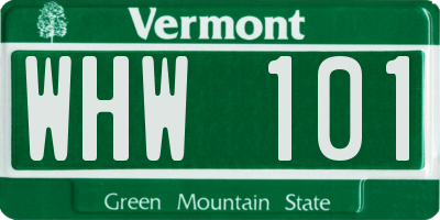 VT license plate WHW101