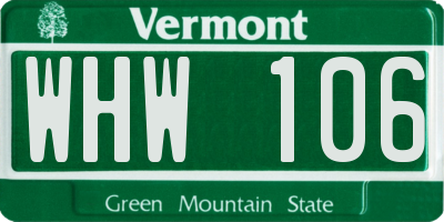 VT license plate WHW106