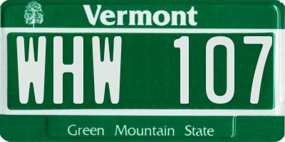 VT license plate WHW107