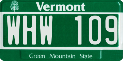 VT license plate WHW109