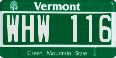 VT license plate WHW116