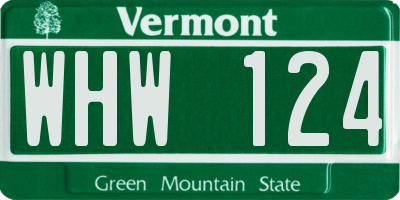 VT license plate WHW124