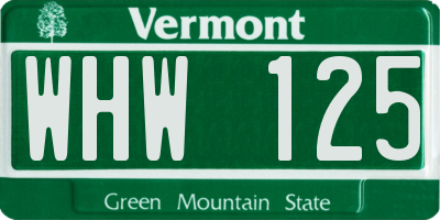VT license plate WHW125