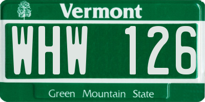 VT license plate WHW126