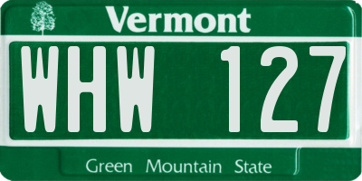 VT license plate WHW127