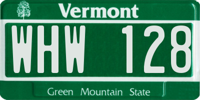 VT license plate WHW128
