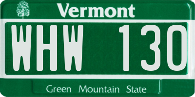 VT license plate WHW130