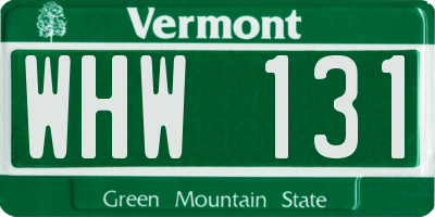VT license plate WHW131