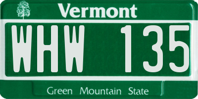 VT license plate WHW135