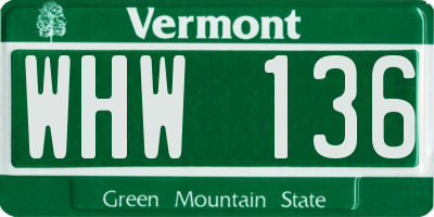 VT license plate WHW136