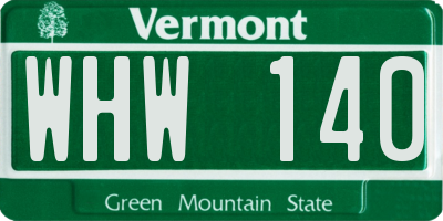 VT license plate WHW140