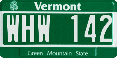 VT license plate WHW142
