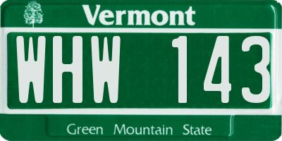 VT license plate WHW143