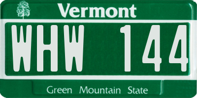 VT license plate WHW144