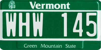 VT license plate WHW145