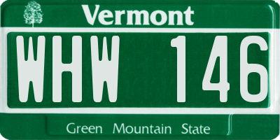 VT license plate WHW146