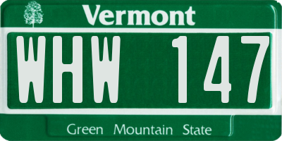 VT license plate WHW147