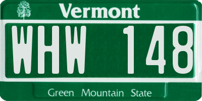 VT license plate WHW148