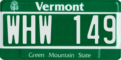 VT license plate WHW149