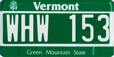 VT license plate WHW153