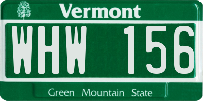 VT license plate WHW156