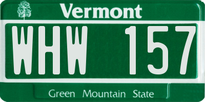 VT license plate WHW157