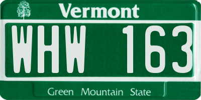 VT license plate WHW163