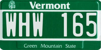 VT license plate WHW165