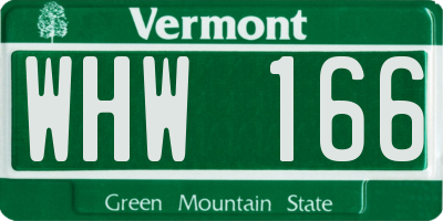 VT license plate WHW166