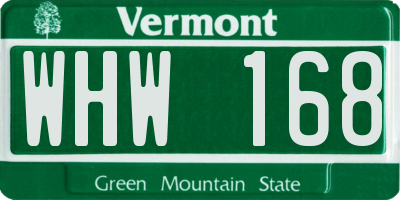 VT license plate WHW168