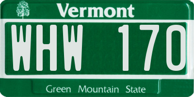 VT license plate WHW170