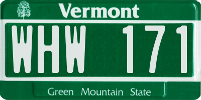 VT license plate WHW171