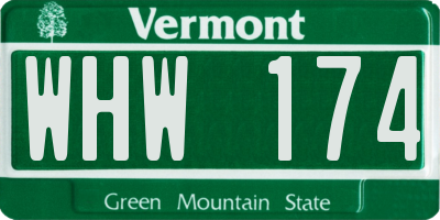 VT license plate WHW174