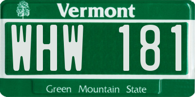VT license plate WHW181