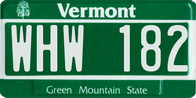 VT license plate WHW182