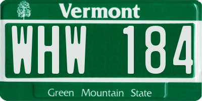 VT license plate WHW184
