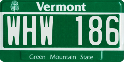 VT license plate WHW186