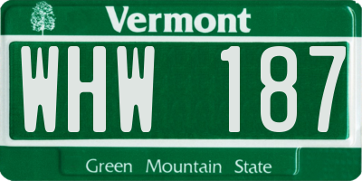 VT license plate WHW187