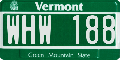 VT license plate WHW188