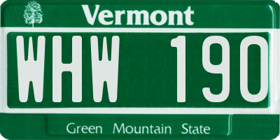 VT license plate WHW190
