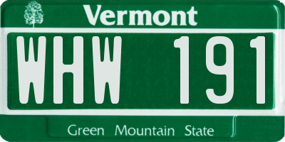 VT license plate WHW191