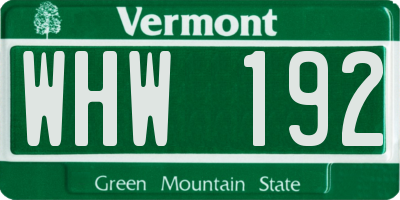 VT license plate WHW192