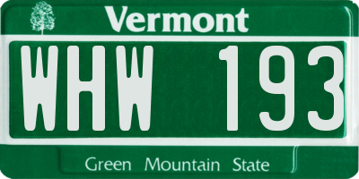 VT license plate WHW193