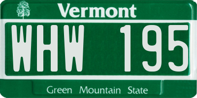 VT license plate WHW195