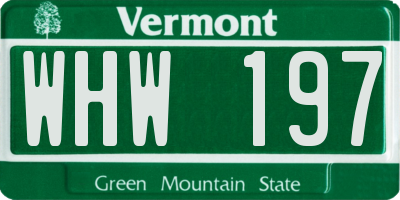 VT license plate WHW197