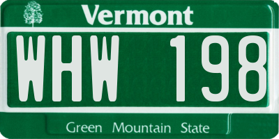 VT license plate WHW198