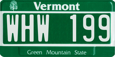 VT license plate WHW199