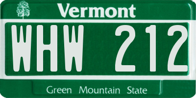 VT license plate WHW212