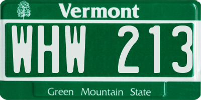 VT license plate WHW213