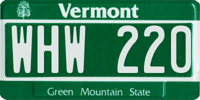 VT license plate WHW220